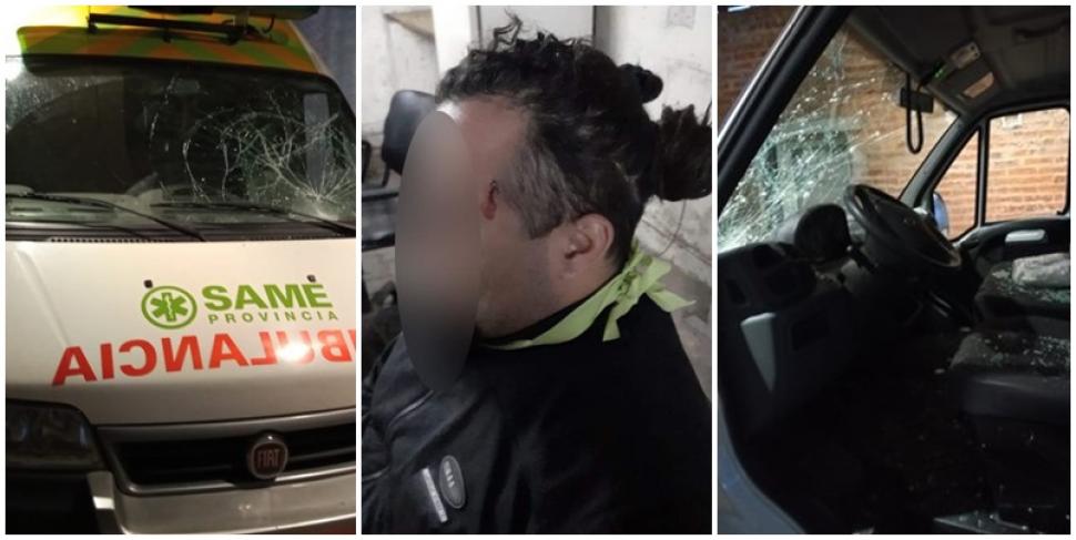 Ingresaron a un hospital, atacaron a un guardia y destrozaron una ambulancia